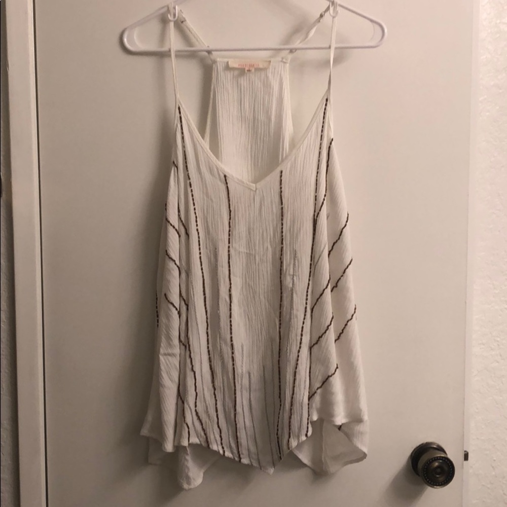 S white with gold & silver beading top